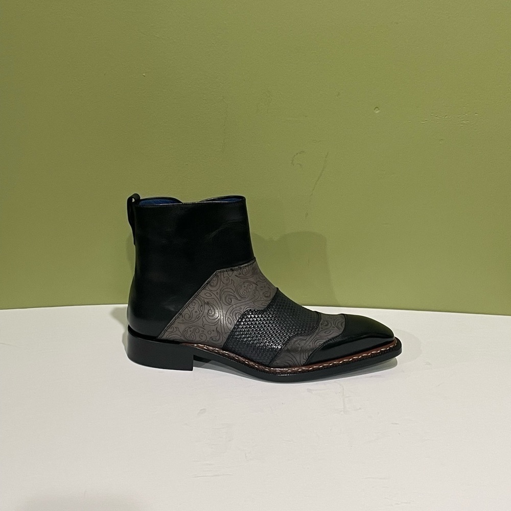 Emilio Franco boot Italian leather calf black/gray side zipper - Picture 3 of 6